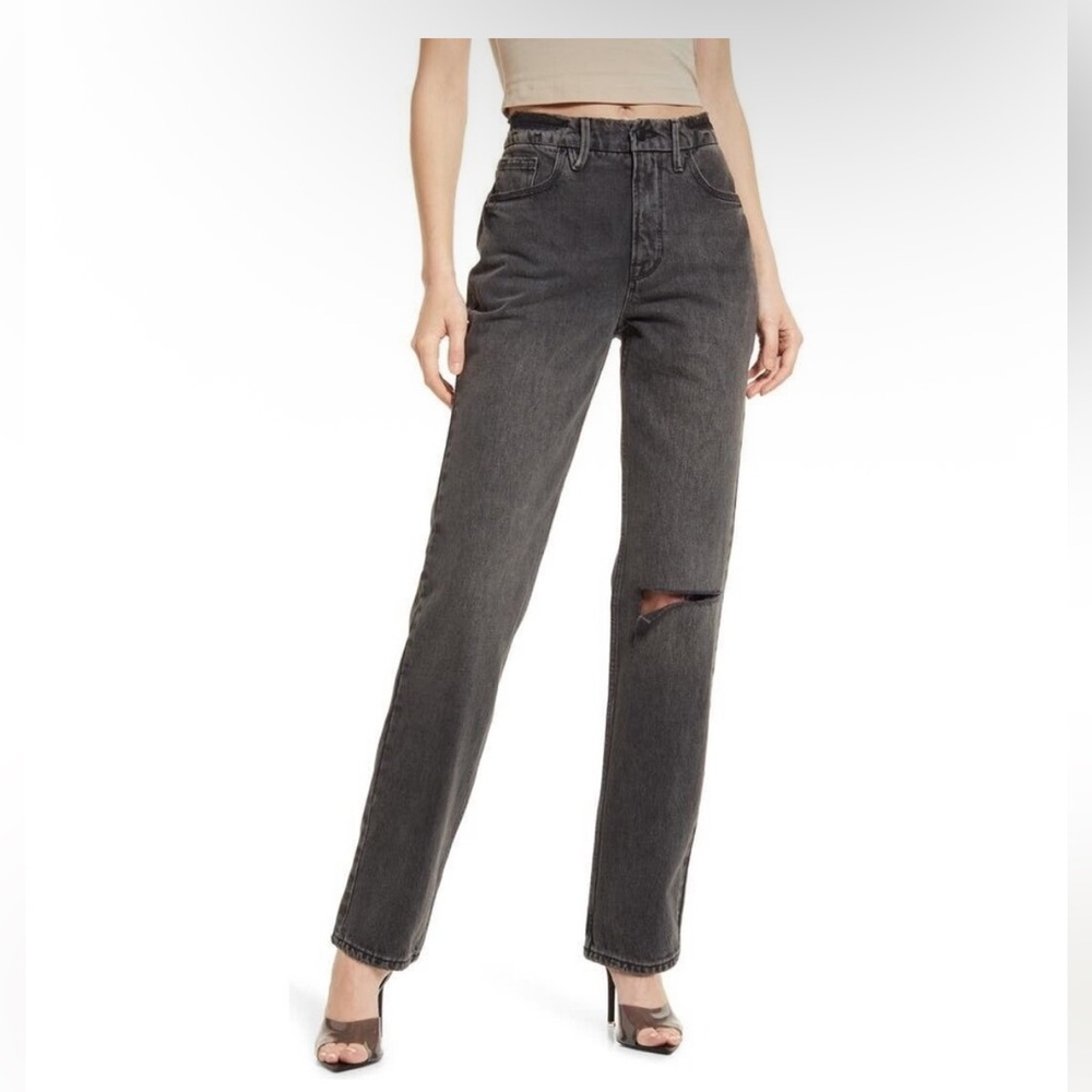 Good American Good 90’s Icon Straight Leg Jeans Black Women’s 6/28 NWT